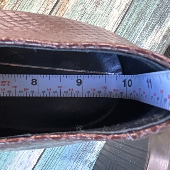 Ecco Chelsea Booties Womens Sz 9-9.5 Brown Leather Snake Print Slip On Dress - Picture 8 of 13